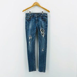 EUNINA DISTRESSED MID RISE SKINNY JEANS SIZE 3